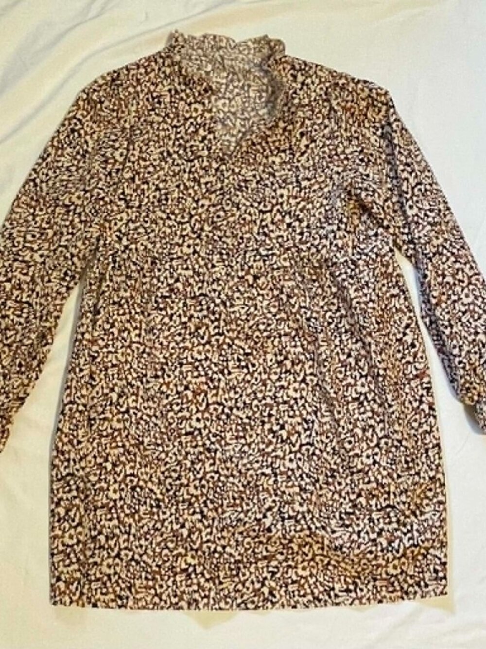 Women’s Long Sleeve Black/Tan/Brown Dress, Size L